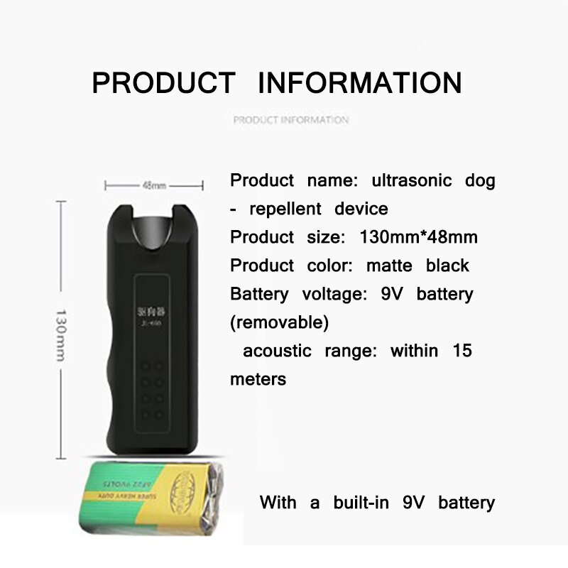 Ultrasonic Dog Chaser Stop Aggressive Animal Attacks Repeller Flashlight Dog Training Supplies LED Light