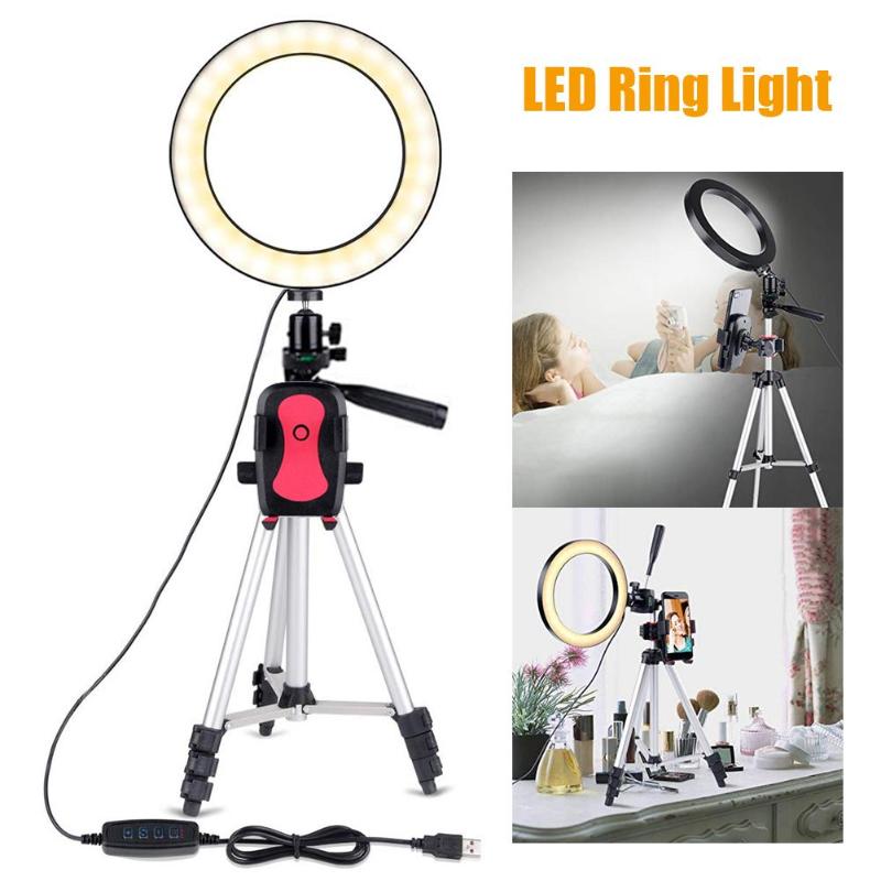 7.9 inch Telefoon Video LED Ring Licht met Statief Houder Dimbare Fill-in Beauty Selfie Lamp Fotografie Studio Knippert gereedschap