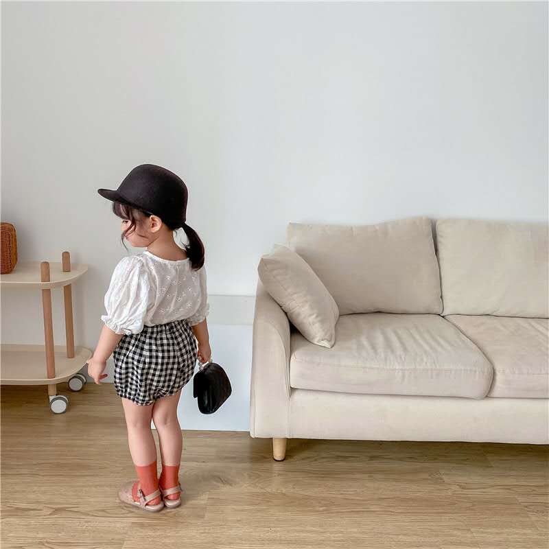 sommer neue Koreanische mädchen höhlte heraus Baby hemd Spitzen Baby Puff hülse kurzen ärmeln Baby Shirt