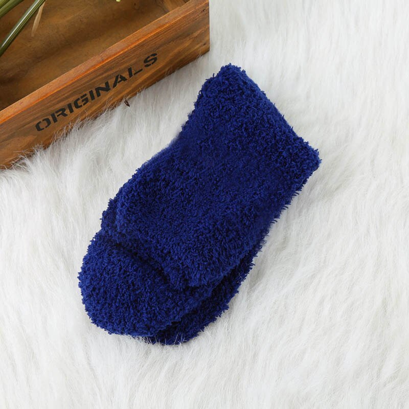 Man mysig kashmir vinter herr tjocka strumpor vinter varmt golv fluffiga strumpor ull chaussette homme enfärgad herr strumpor calcetines: Fleece marinblå
