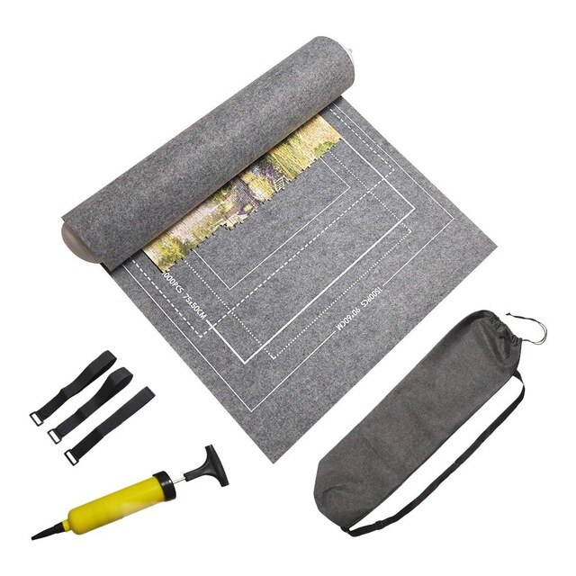Estera de fieltro para puzles, manta de suelo para rompecabezas de hasta 1500 piezas, con bolsa de almacenamiento de viaje portátil de 26x46 pulgadas: Gray