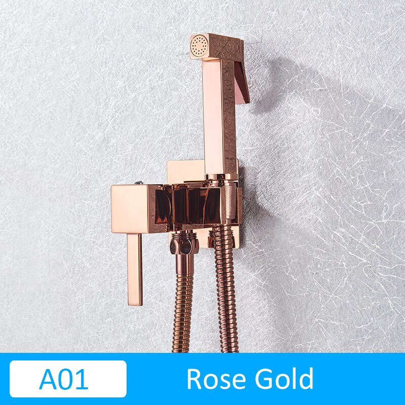 Quyanre Matte Black Bidet Shower Faucet Solid Brass Bidet Faucet Muslim Ducha Higienica Cold Water Mixer Tap Toilet Faucets: A01-Rose Gold