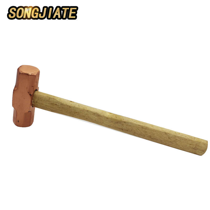 SONGJIATE Wooden handle copper, explosion proof octagonal hammer, copper hammer, hammer, small copper hammer, no spark.