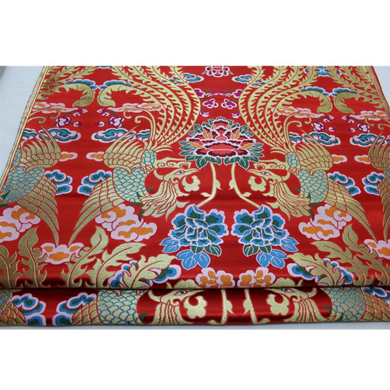 CF613 Phoenix Peony Jacquard Silk Brocade Fabric The Chinese Dress Fabric Chinese Wedding Dress Silk Fabrics Party Decoration