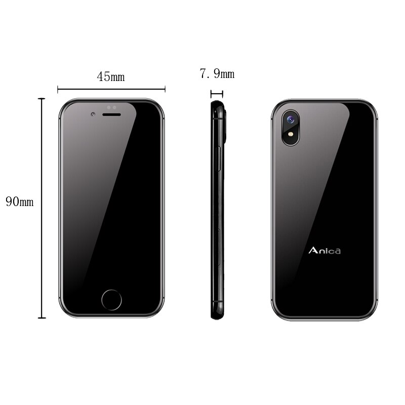 Anica I8 Super Mini Smartphone 2.54 "MTK6580M Quad Core 2 GB RAM 16 GB ROM 3G GPS WIFI Android 6.0 ultra-mince de luxe carte téléphone portable