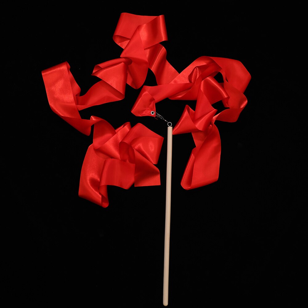 2Pcs 2m Colorful Rhythmic Gymnastics Ribbon Dancing Gymnastics Ribbon Dancing Streamers for Kids Children (Red): Red 1