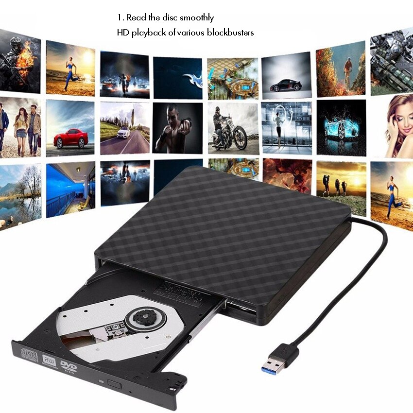 Externe Dvd Drive, usb 3.0 Cd Dvd +/-Rw Optische Drive Brander Slim Cd/Dvd Rom Brander Schrijver Reader Draagbare voor Laptop Pc