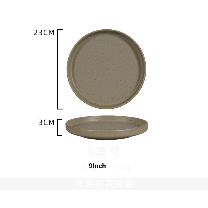 Platos de cerámica PARA CENA, bandeja de comida occidental para carne, plato plano grueso de borde recto para ensalada, Pasta, vajilla de cocina: 9Inch Flat Tray3