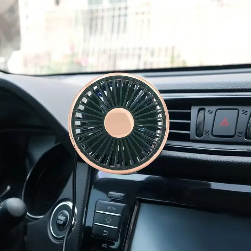 Mini ventilador de coche, ventilador de refrigeración para coche, clip de ventilación de aire USB para coche, ventilador pequeño con iluminación ambiental, ventilador potente eléctrico ajustable de 3 velocidades