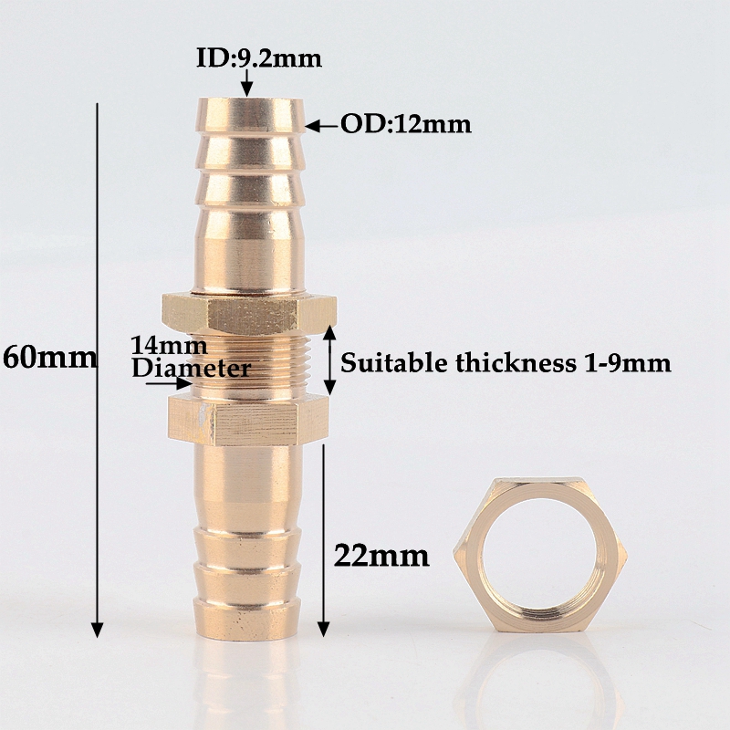 1~10pcs 6-25mm Copper Straight Connectors Hex Nut Irrigation System Aquarium Adapter Water Tank Hose Joint Air Pump Pipe Fitting: 10Pcs / 12mm