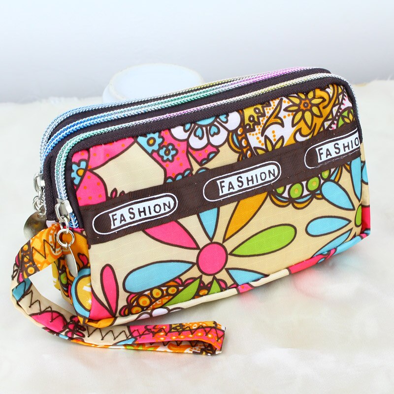 Zipper Dame Geldbörsen Frauen Brieftasche Leinwand Stoff Geldbeutel Floral Herz Geldbörse Armband Handtasche Mädchen Brieftaschen Burse Taschen: 1