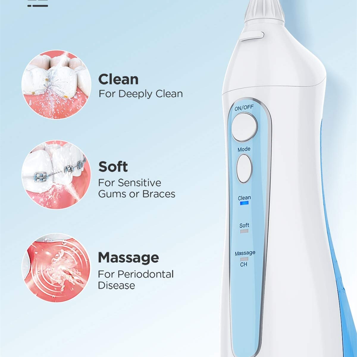 Fairywill Teeth Cleaner 300ML Rechargeable Water Flossers Portable Dental 3 Modes Water Tank Waterproof Oral Irrigator for Teeth