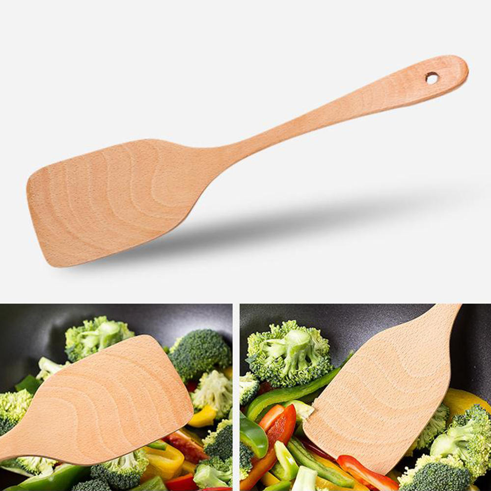 Wooden Fried Cooking Shovel Rice Flat Shovel Environmental Non-Stick Cookware Dinner Food Wok Shovels Utensils Supplies