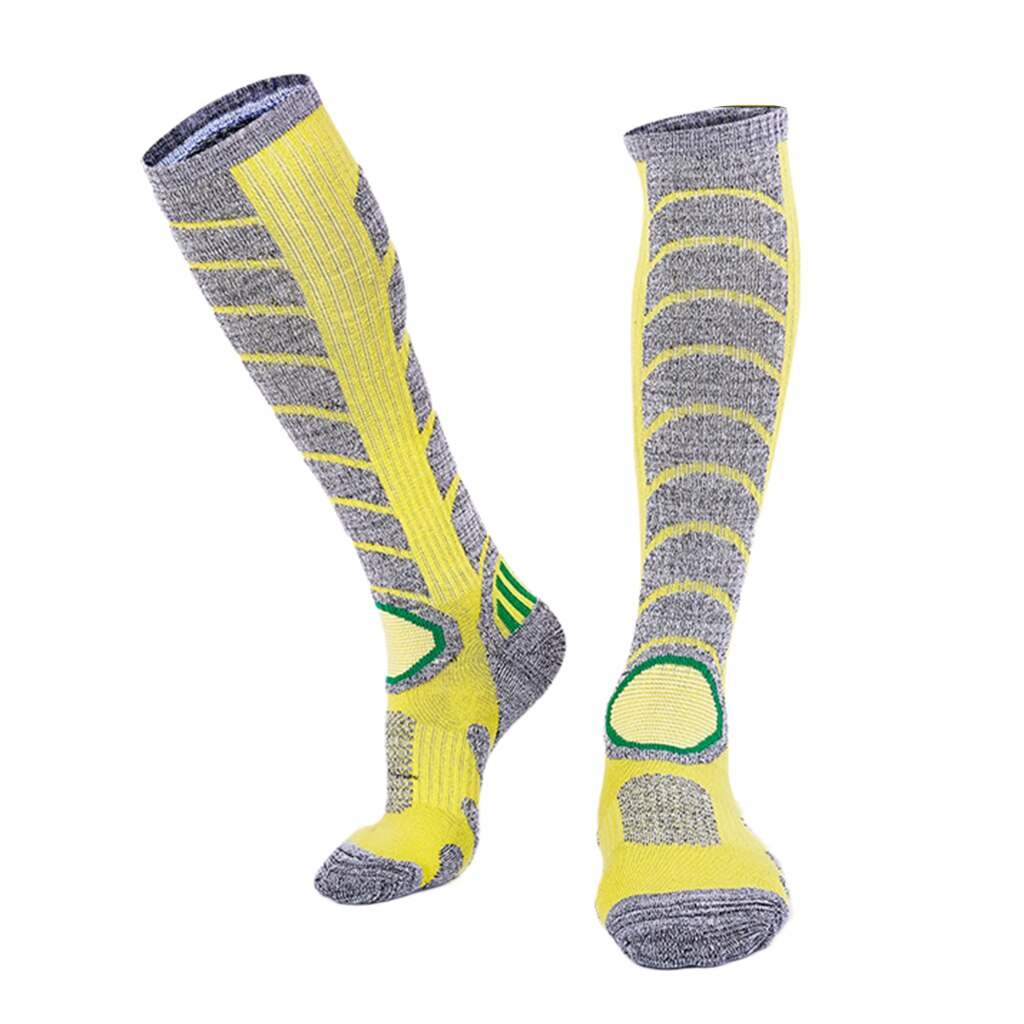 Masculino feminino longo quente neve meias de esqui caminhadas ao ar livre inverno esporte meias snowboard: Yellow M