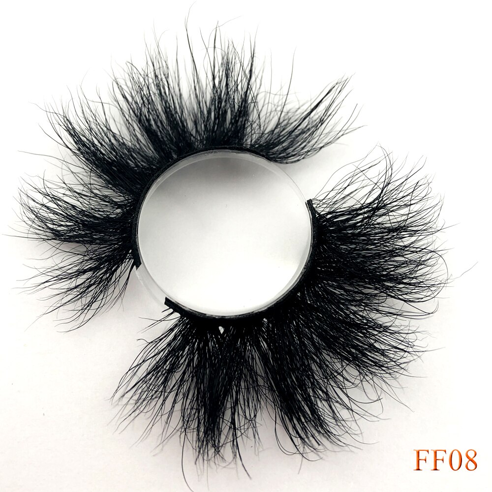 100% cils de vison 25mm cils moelleux en désordre 3D faux cils dramatiques longs cils naturels gros maquillage cils de vison: FF08
