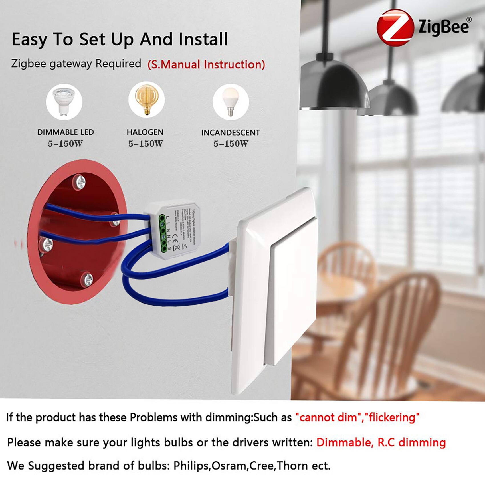 Tuya Zigbee Smart Switch Dimmer Module 110-240V Home Automation module Voice Control Work With Google Home/Alexa/Siri