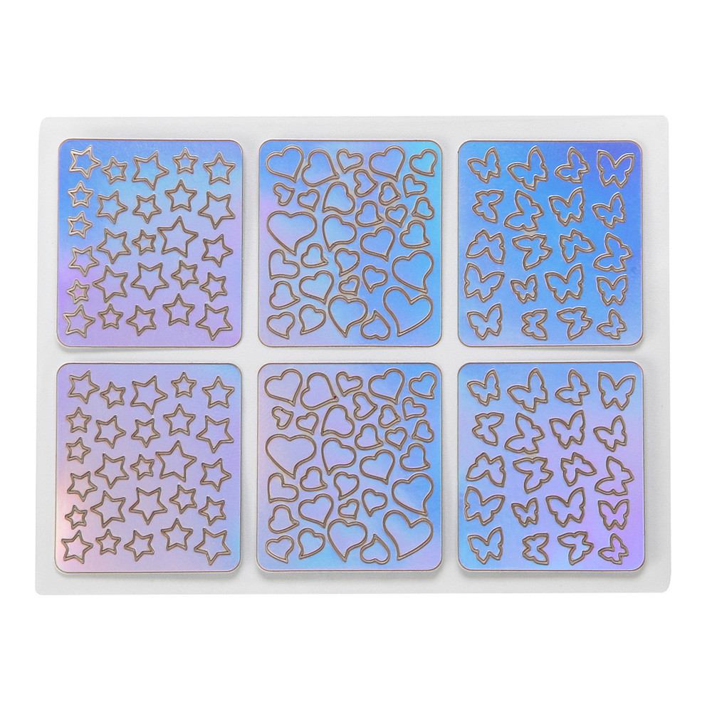 #501 Mode 12 Sheets Nail Hollow Onregelmatige Grid Stencil Herbruikbare Manicure Stickers Stempelen Template Nail Art om