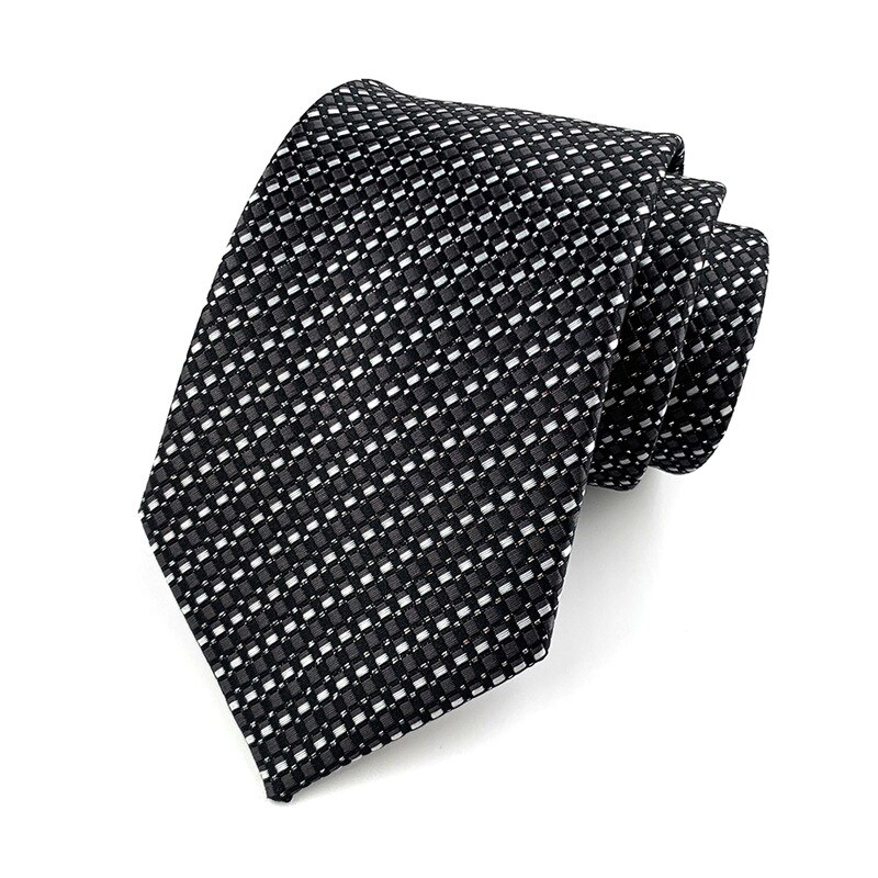 Cravate à carreaux rayée pour hommes, 8cm, décontractée, costume d'affaires de mariage, Jacquard, robe formelle, cravate Slim pour hommes