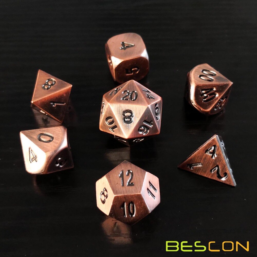 Bescon Zware Oude Brons Massief Metalen Dobbelstenen Set, oude Metallic Polyhedral D & D Rpg Game Dice 7 Pcs Set