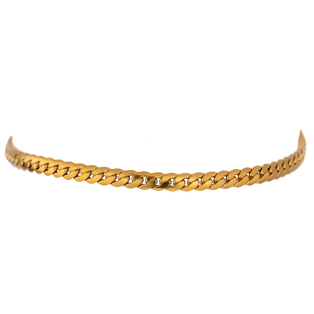 Yhpup-gargantilla con cadena de serpiente de acero inoxidable, Collar con textura de Metal, joyería, ,: YH269A Gold