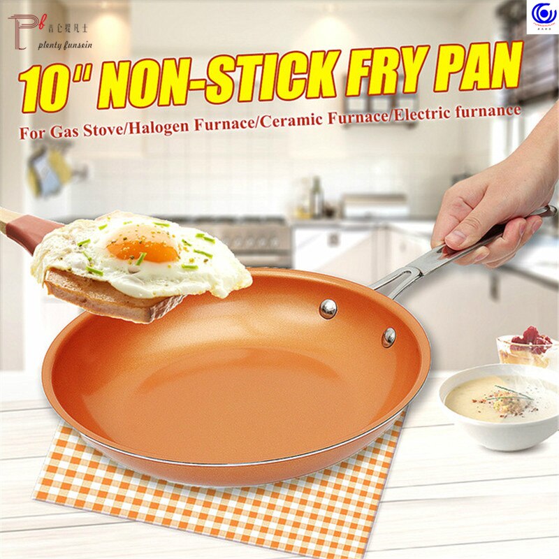 Non-stick Copper color Frying Pan with Ceramic Coating and Induction cooking Oven & Dishwasher safe 8 -10-12 inches glass lid