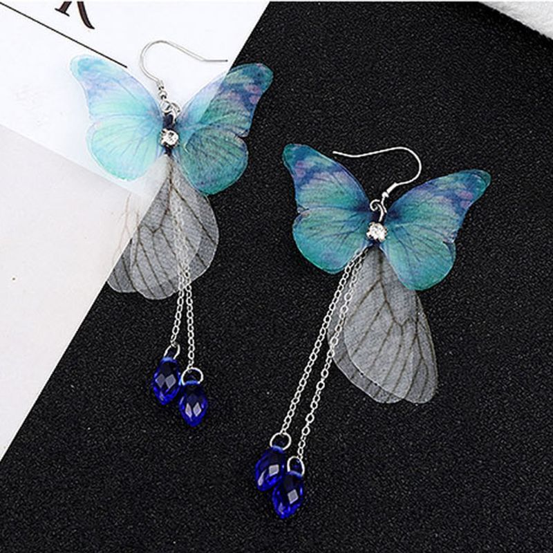 Handmade Large Pack Beautiful Fairy Tale Dragonfly Butterflies Wing Earrings Cicada Wing Charm Earrings Jewelry Making