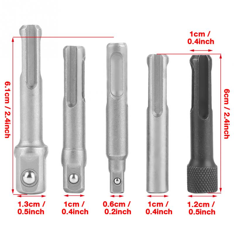 3Pc Sds Plus Steel Socket Adapter 2Pc Sds Socket Hexagonal Extension Electric Tool Accessories