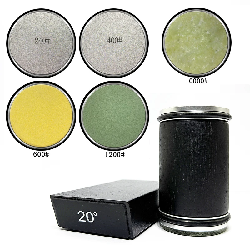 Rolling Knife Sharpener Magnetic Knife Holder Diamond Sharpening Stone 15 & 20 Degree Roller Sharpening for Kitchen Knives Tool: army green