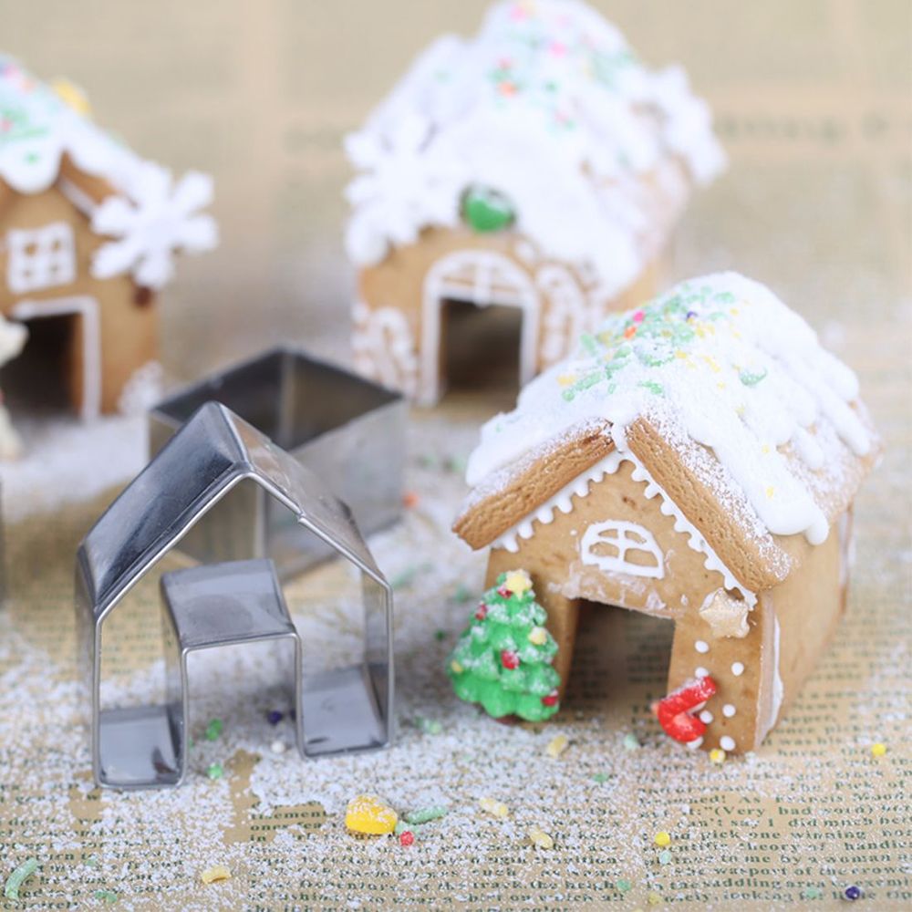 3Pcs Christmas Gingerbread House Cookie Cutter Kits Stainless Steel Biscuit Mold Good Romantic Christmas