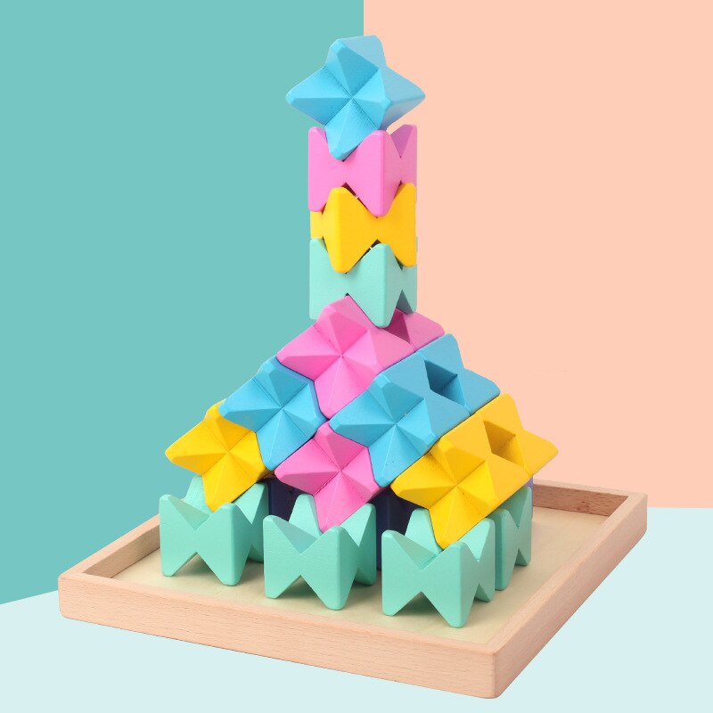 Large Block Children'S Wooden Puzzle Stack High Toy Space Thinking Construction Toy