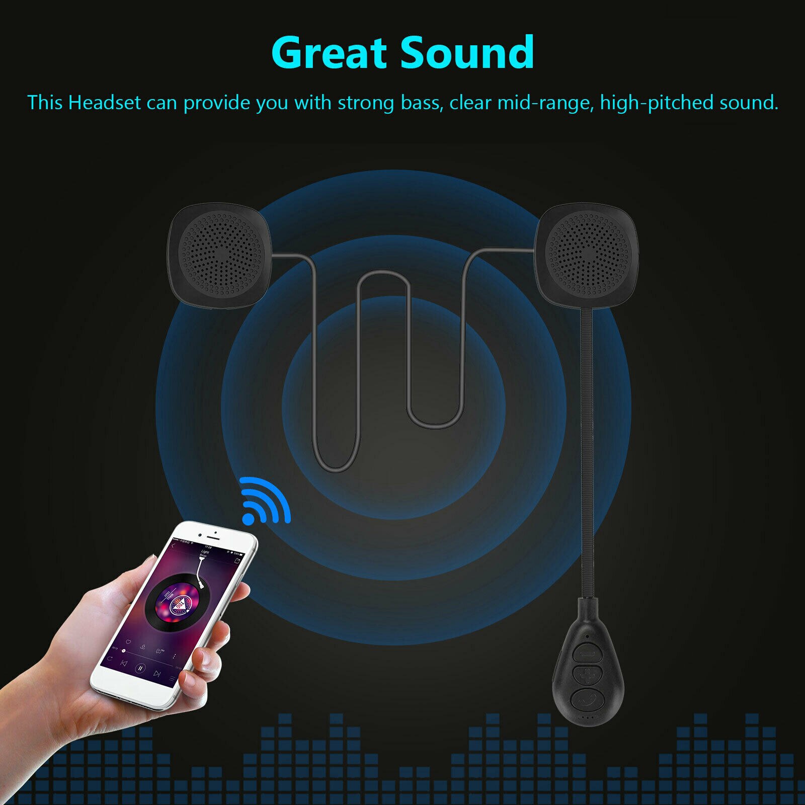 Motorsykkel hjelm headset trådløs bluetooth 5.0 hodetelefon høyttaler moto handsfree stereo øretelefon hjelm hodetelefoner  mp3 høyttaler