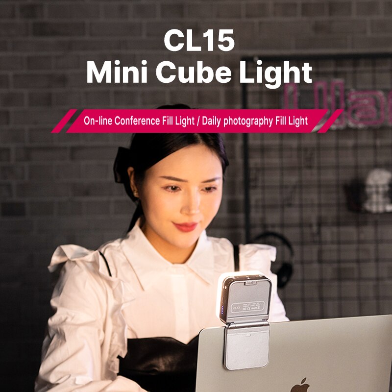 Ulanzi CL15 Mini Cube Video Light Laptop Computer Webcam Lighting Zoom Call Lamp Conference Video Light Office Light