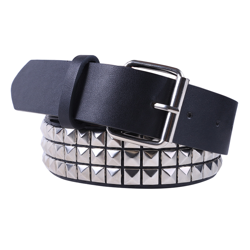 Glanzende Piramide Mode Klinknagel Riem Heren & Dames Studs Riem Punkrock Met Pin Gesp Zwarte Mode Strass Klinknagels Cinturón