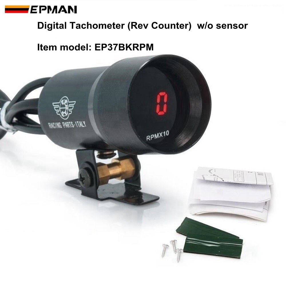 EPMAN 37mm Digital Geraucht Volt Meter Wasser Temp Öl Temp Messgerät Öl Drücken Sie Messgerät Schub Turbo Meter Tachometer EP-DGT-AF: Tachometer
