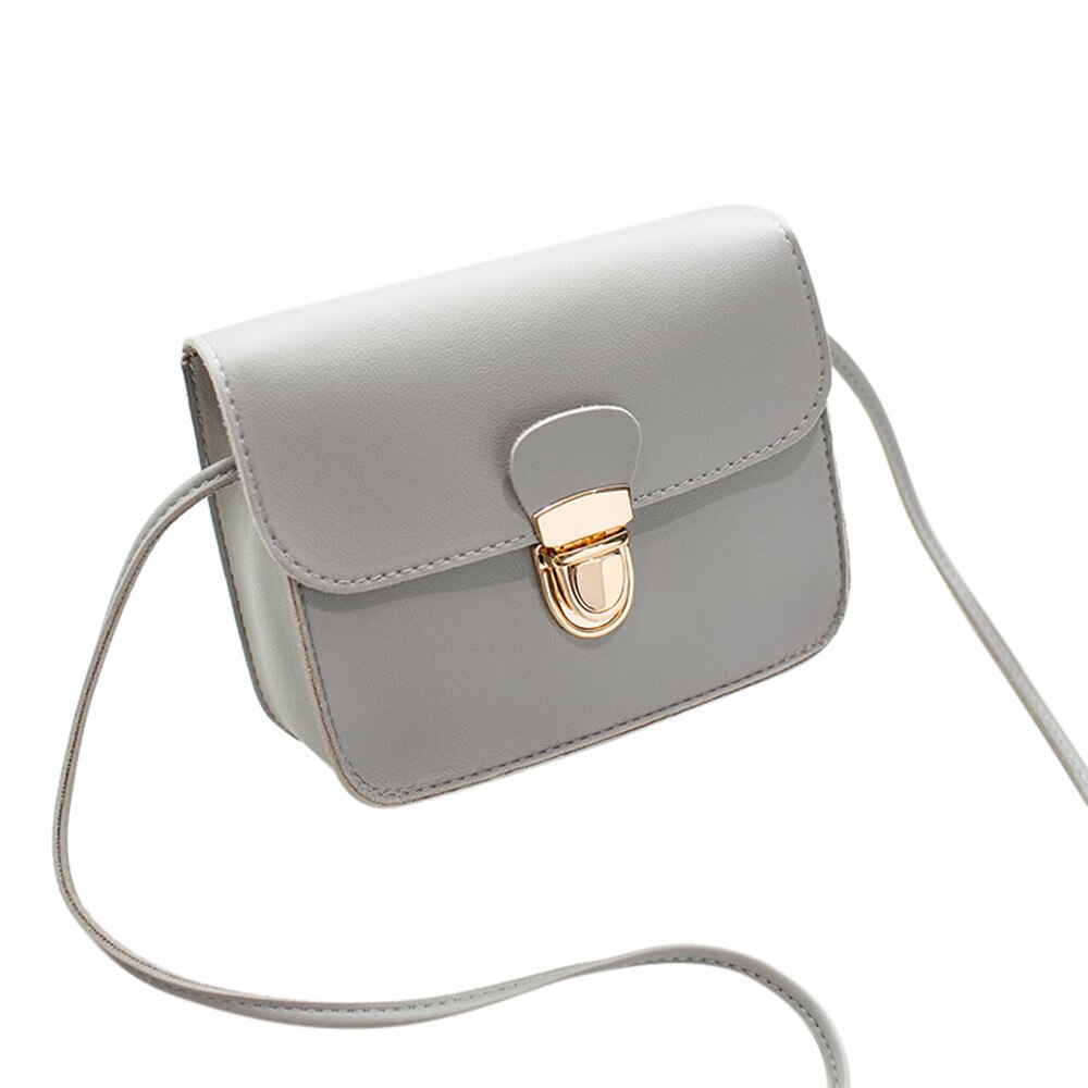 Mini Crossbody Bag For Women Pu Leather Candy Color Shoulder Bag Handbag Solid Color Messenger Bag Bolsas De Mujer #T1P: Gray