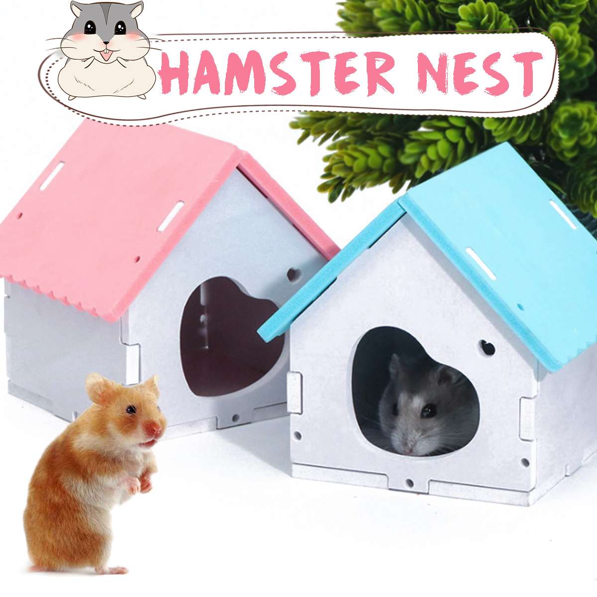 Hamsterhus i trä husdjur slott leksak husdjurshus visningsdäck stege husdjursprodukter hamsterhus hamsterbo trägungbräda 10 typer