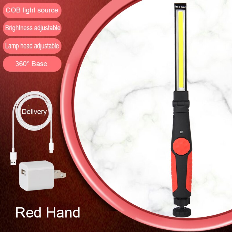 LED Maintenance Lamp Charging Work Lamp Maintenance Lamp Emergency Lamp Vehicle Repair With Magnet High Light Auto Repair Lamp: Black with red