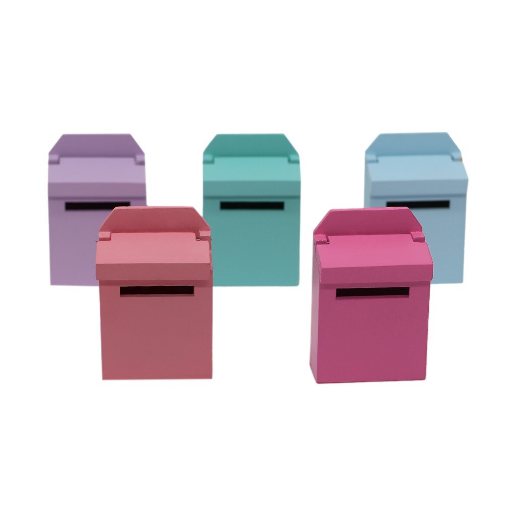 Mobili in legno in miniatura cassetta postale esterna colorata cassetta postale per 1:12 decorazione casa delle bambole bambole