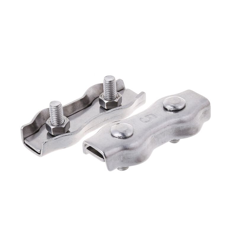2pcs Stainless Steel Wire Rope Clips Double Grips Cable Clamps For Wires 2mm 3mm 4mm 5mm 6mm 4XFD