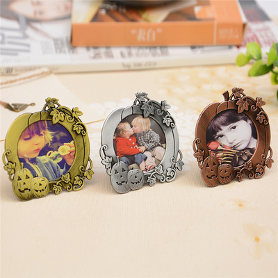 Mini marco de fotos europeo de Metal Retro, llavero de aleación para niños, marcos de estudio fotográfico, , decoración de escritorio, marcos de pintura: YELLOW