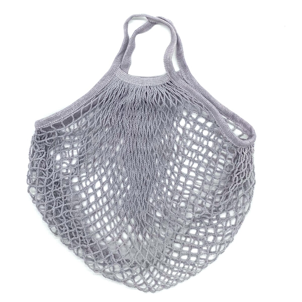 Tragbare Wiederverwendbare Taschen für Obst Gemüse Tasche Baumwolle Gittergewebe Schnur Organizer Handtasche Kurzen Griff Netz Einkaufen Taschen Tote: grau