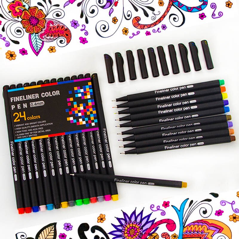 100 farver journal planner markør penne farvede fine spids kuglepenne fineliner pen til bullet journaling skrive skole kunst forsyninger: 24 farver
