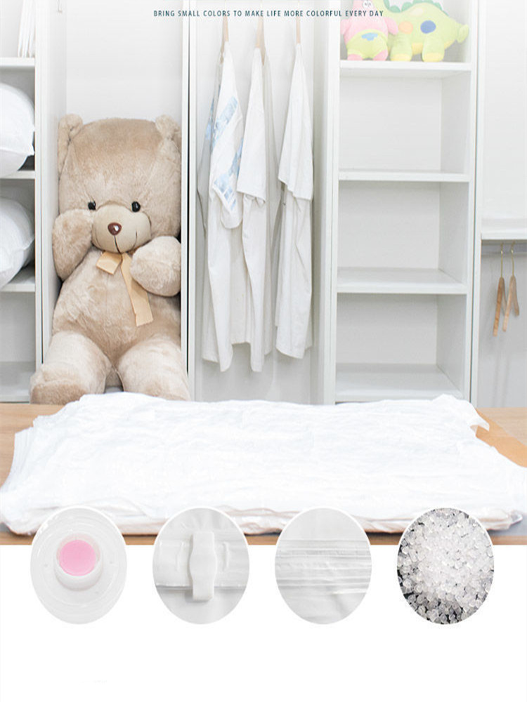 Thickened Vacuum Bag Clothing Storage Bag With Valve White Border Folding Compression Storage Bag Travel Seal Bag (White)