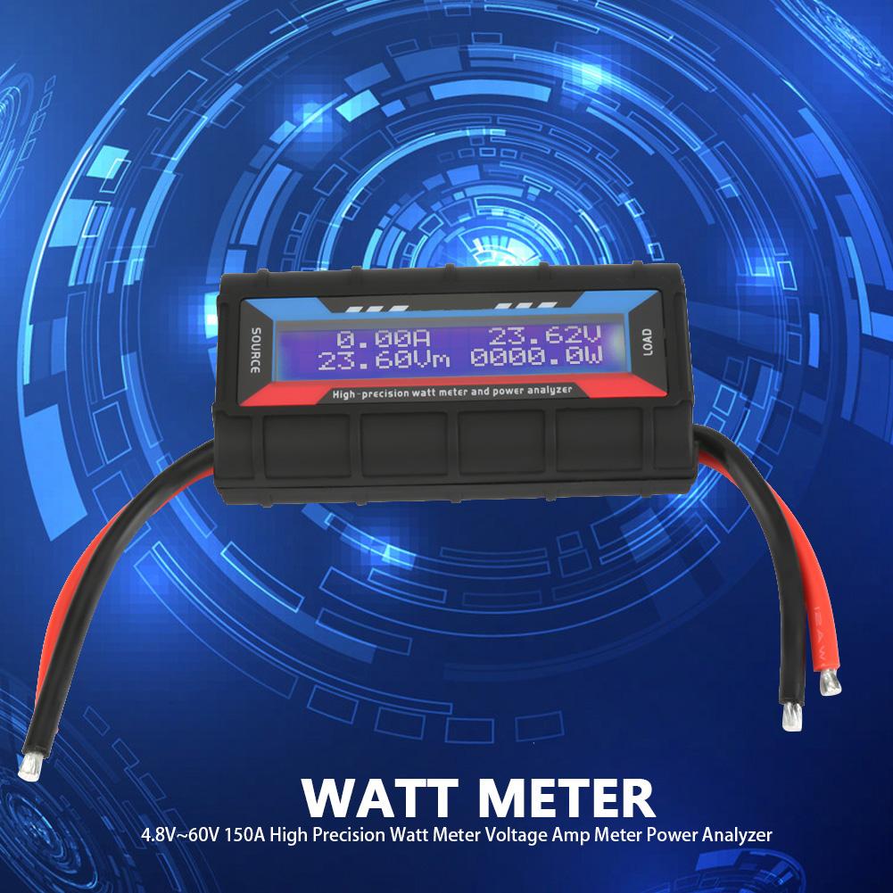 Compteur numérique de Watt de RC d'affichage à cristaux liquides 4.8 V ~ 60 V 150A compteur de haute précision de tension d'analyseur d'énergie d'amplificateur de tension
