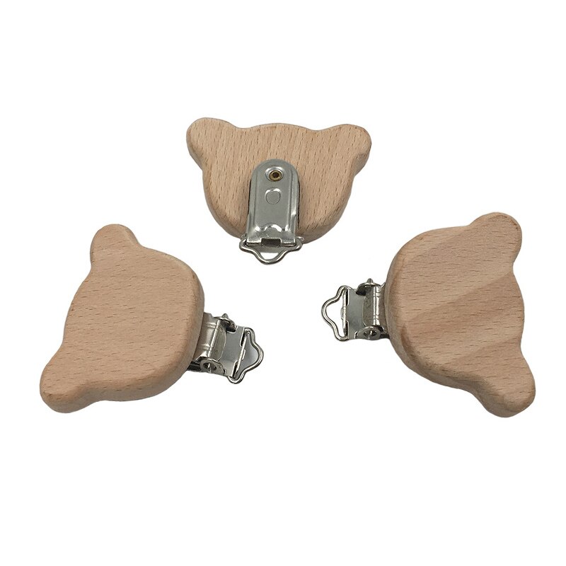 5pc Natuurlijke Beukenhout Babyfopspeen Clips Dummy Clips DIY Fopspeen Ketting Accessoire