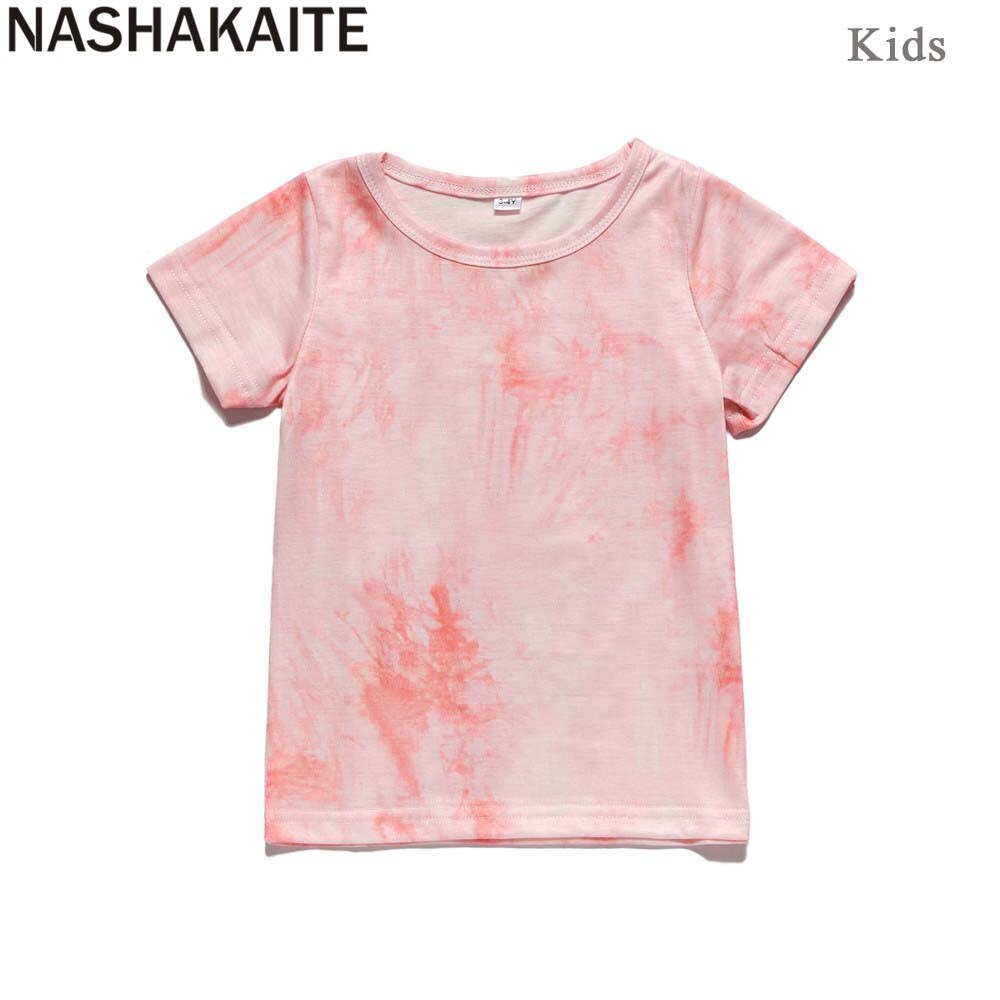 Nashakaite familie matchende tøj pink tie-dye matchende top far søn baby mor datter t-shirt mor og mig tøj