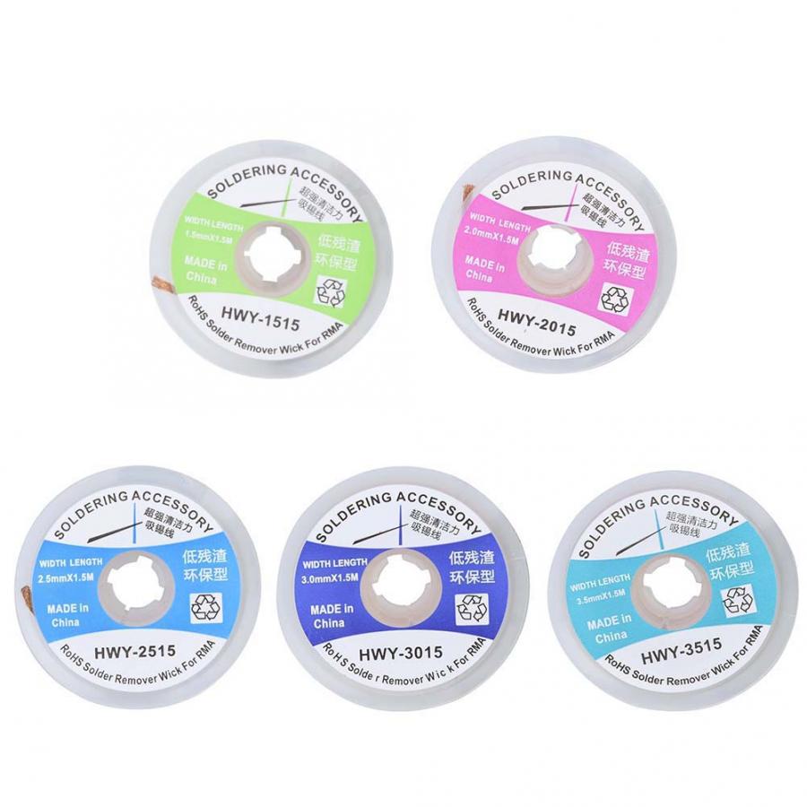 Solder wick 5Pcs Soldering Wick Desoldering Wire Braid Solder Remover Sucker 1.5m Soldering wire roll