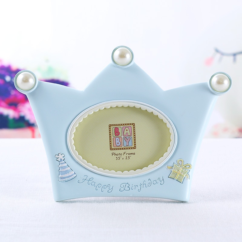 Crown Shaped Fotolijst Roze Baby Foto Frame Blauw Foto Achtergronden Jongen Meisje Decoratie Elimelim