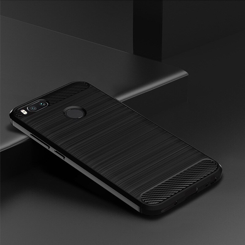 Shock Absorption Cover Soft TPU Anti Scratch Carbon Fiber Back Original Case for Xiaomi Mi A1 / 5X Mi5X 5.5" Cover Cases: for Xiaomi Mi A1 / Black