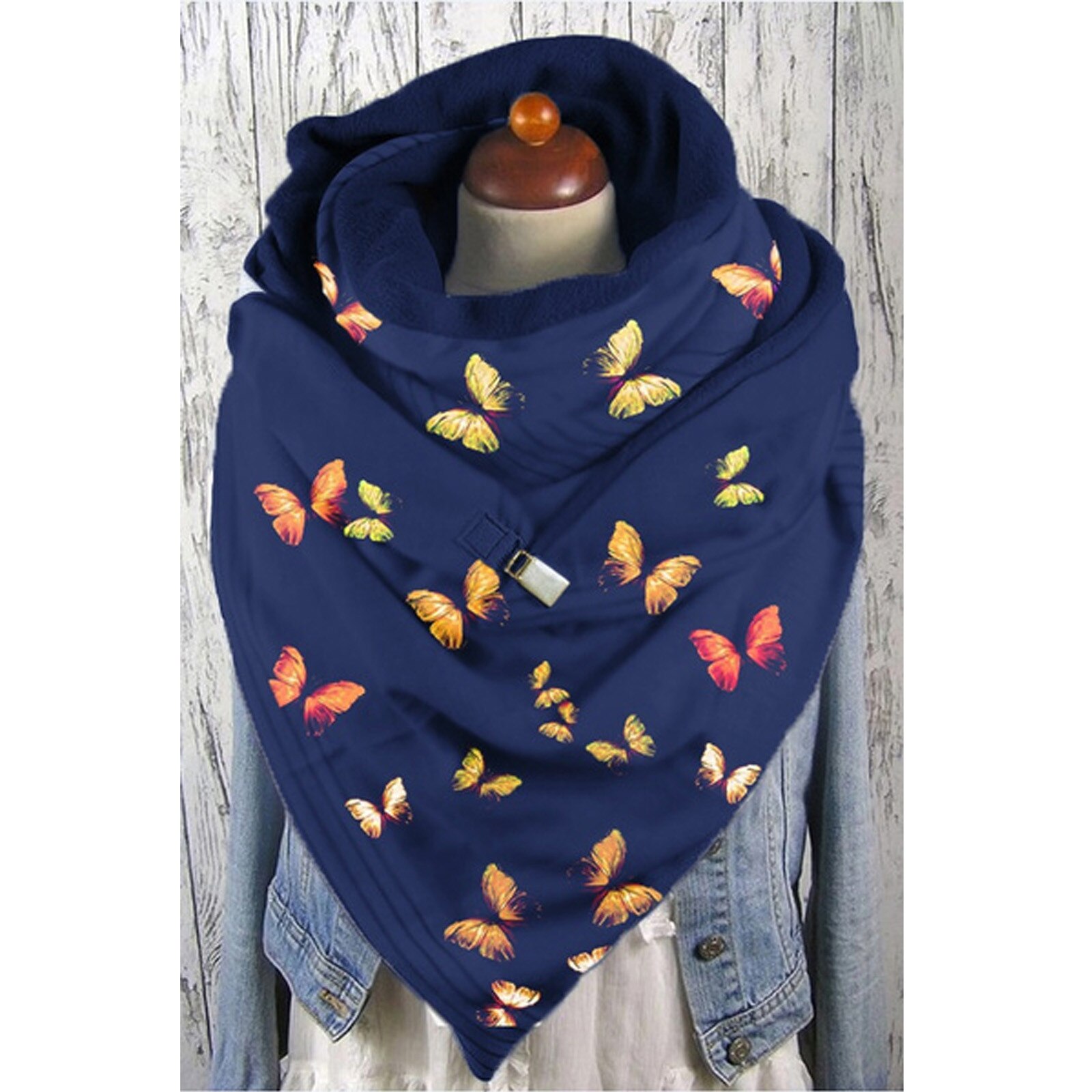 4@ Winter Women Scarf Winter Women Printing Button Soft Wrap Casual Warm Scarves Shawls Bib Warm Scarves Shawls: B